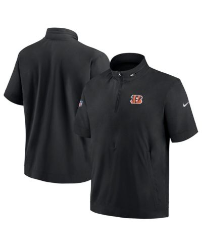 Мужской Nike Black Cincinnati Bengals Sideline Coach Short Sleeve Hoodie Quarter-Zip Jacket