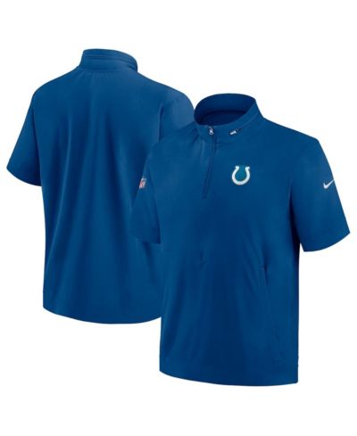 Nike Мужская ветровка Nike Royal Indianapolis Colts Sideline Coach Short Sleeve Hoodie Quarter-Zip Jacket