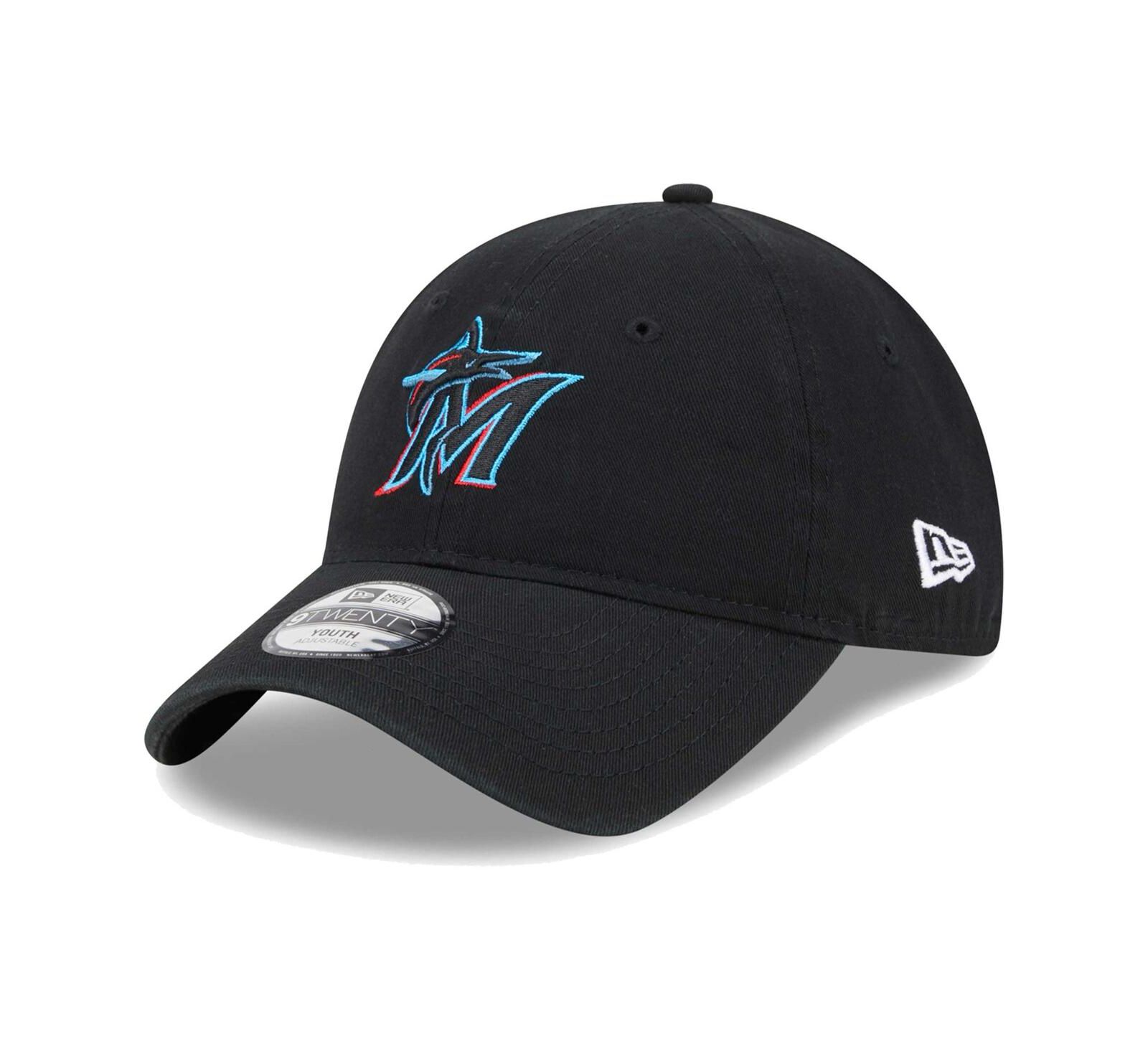 Регулируемая кепка New Era Black Miami Marlins Team 9TWENTY для детей