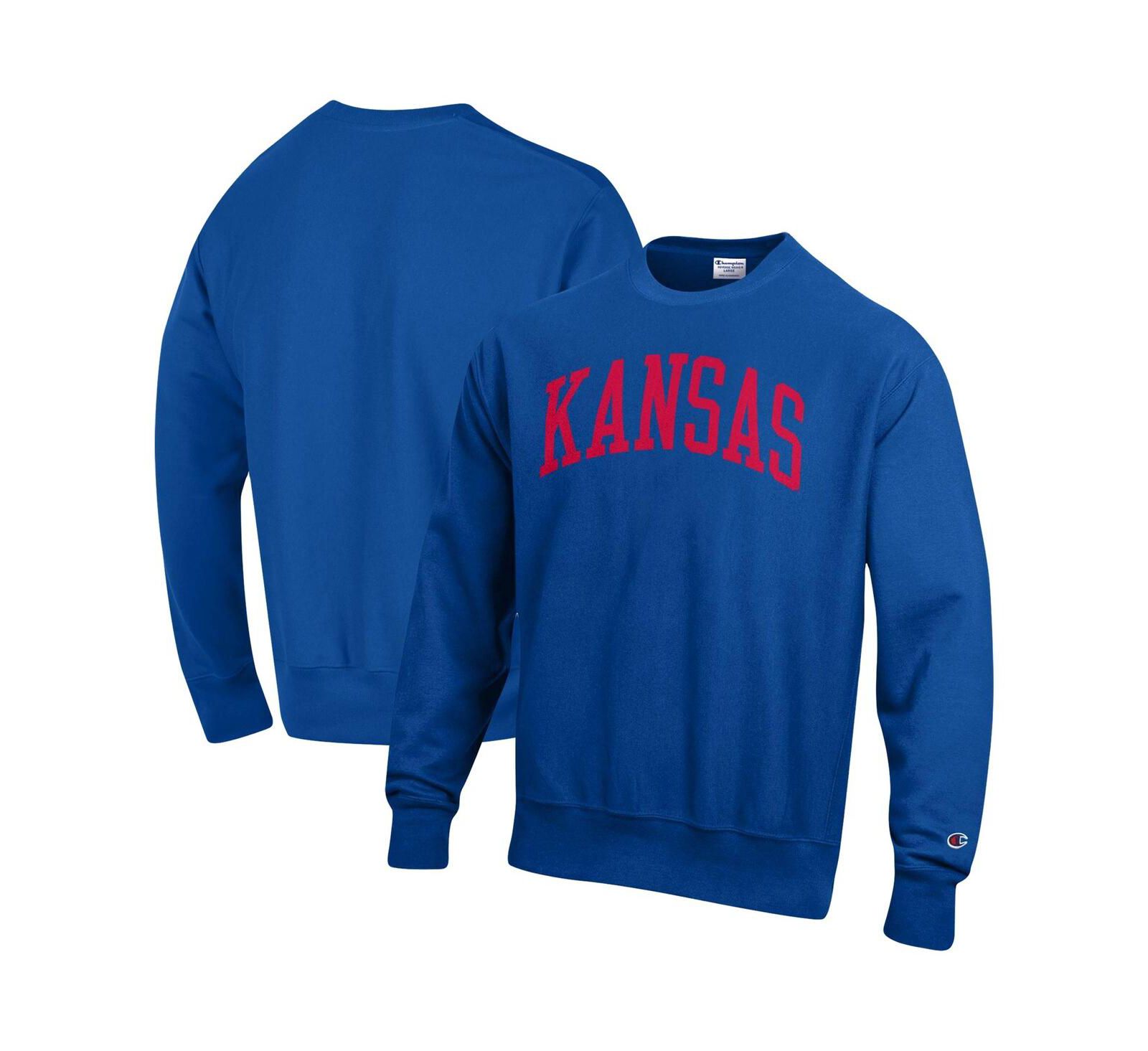 Мужской свитшот Champion Royal Kansas Jayhawks Arch Reverse Weave Pullover