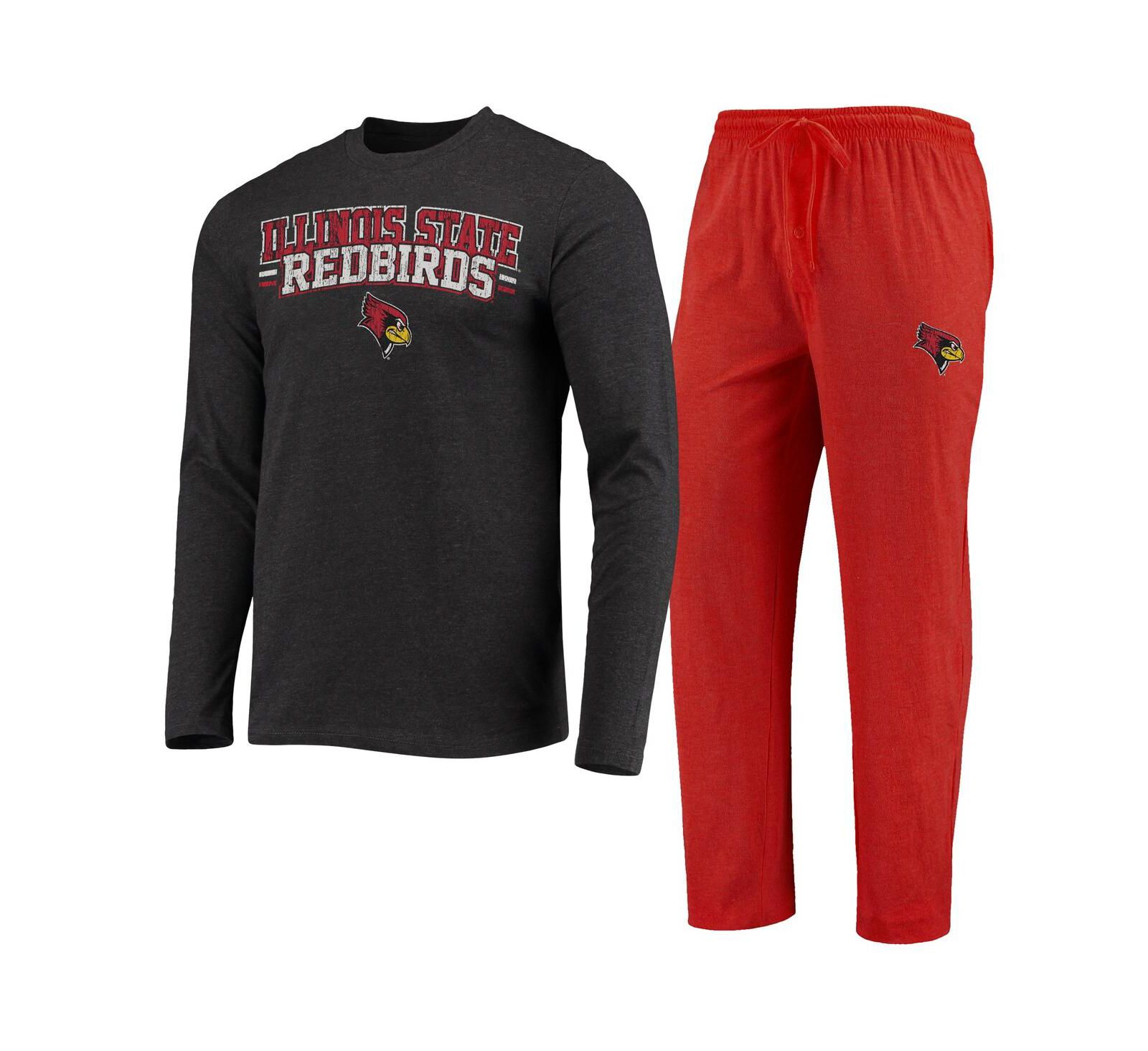 Men's Concepts Sport Red, Heathered Charcoal Illinois State Redbirds Meter Long Sleeve T-shirt and Pants Sleep Set
