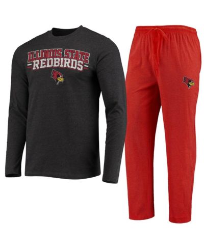 Мужской комплект для сна Concepts Sport: футболка с длинным рукавом и брюки, цвета Red и Heathered Charcoal, Illinois State Redbirds