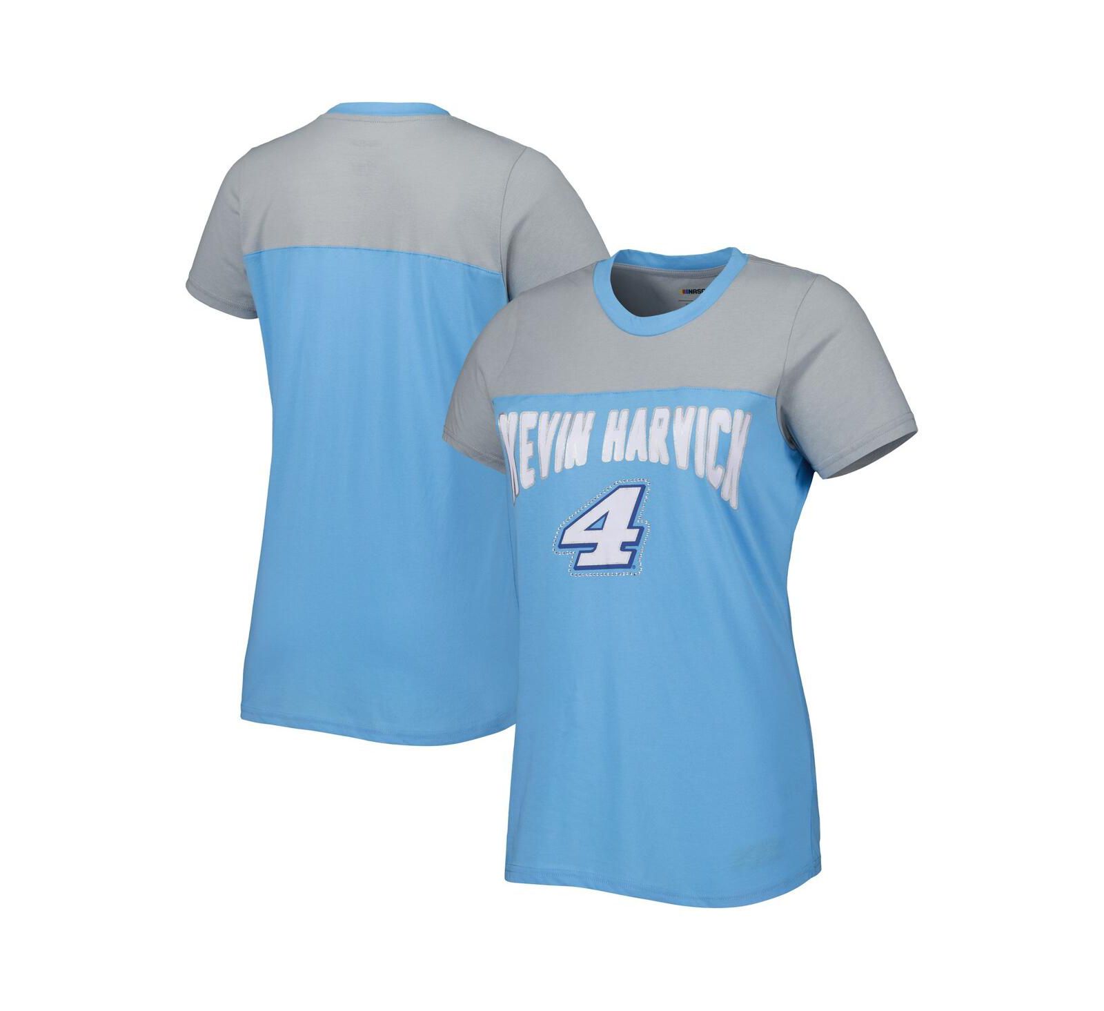 Women's G-III 4Her by Carl Banks Light Blue, Gray Kevin Harvick Box Score T-shirt