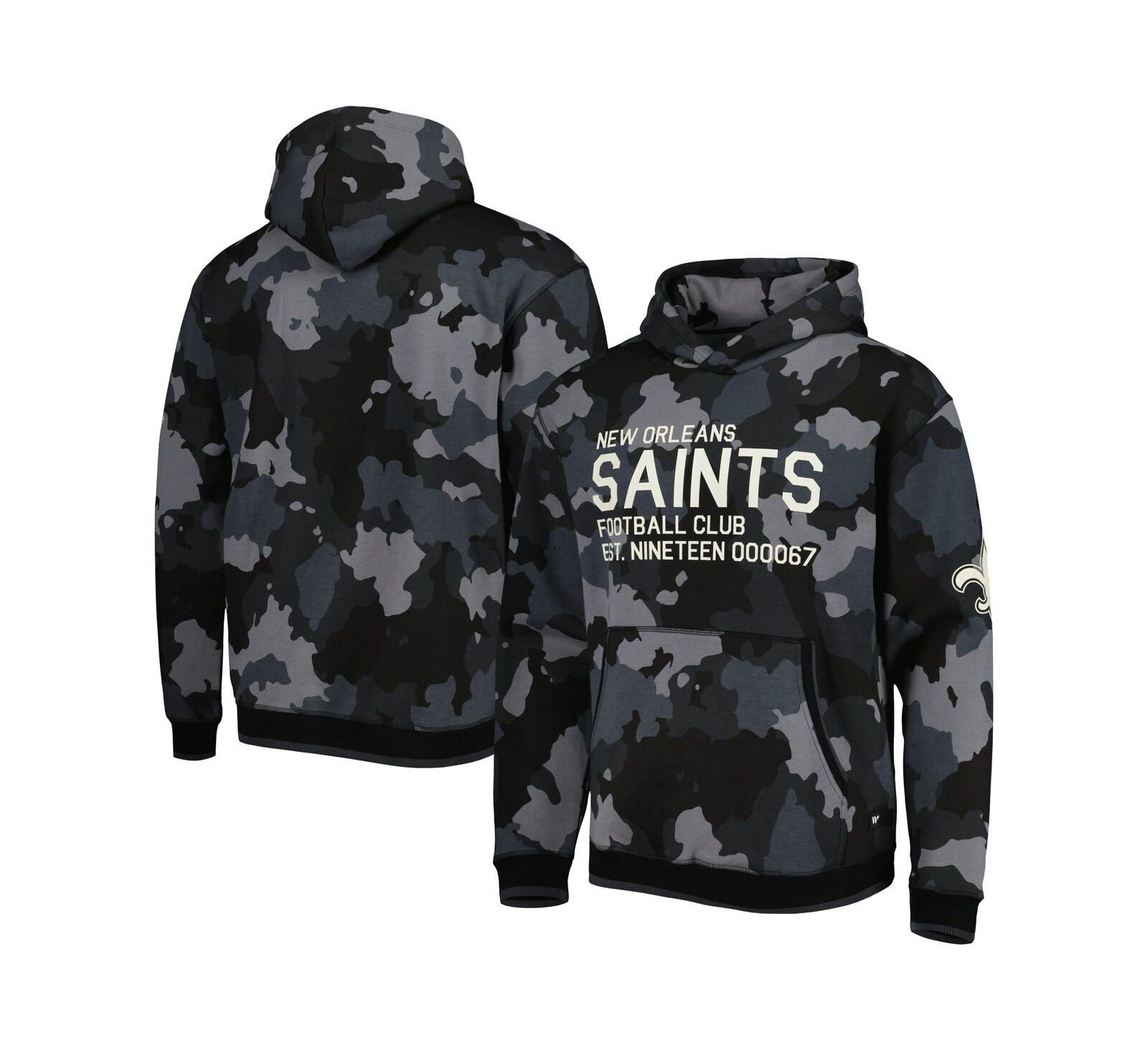 Men's The Wild Collective Black New Orleans Saints Camo Pullover Hoodie