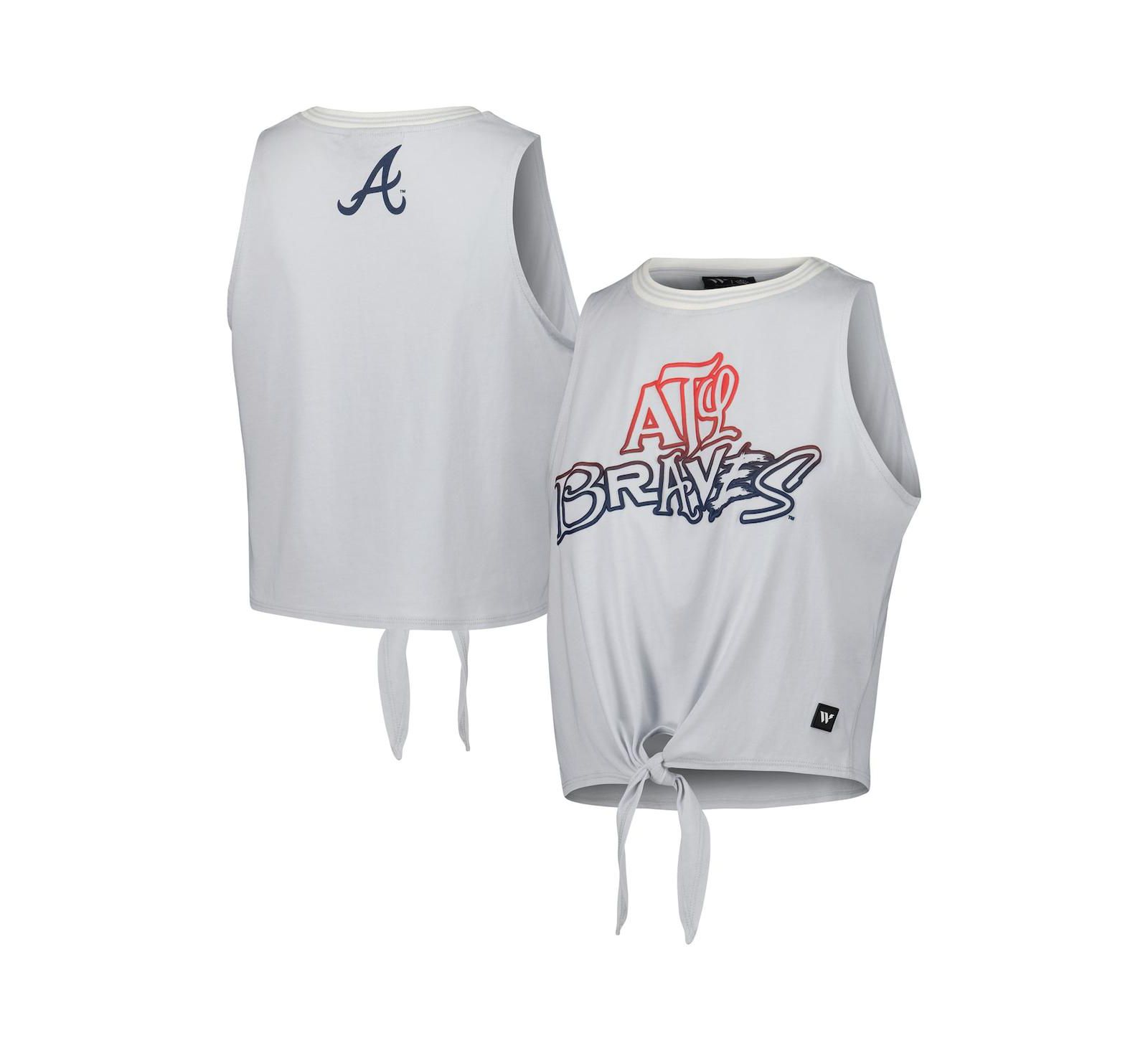 Женский майка The Wild Collective Gray Atlanta Braves с завязками спереди