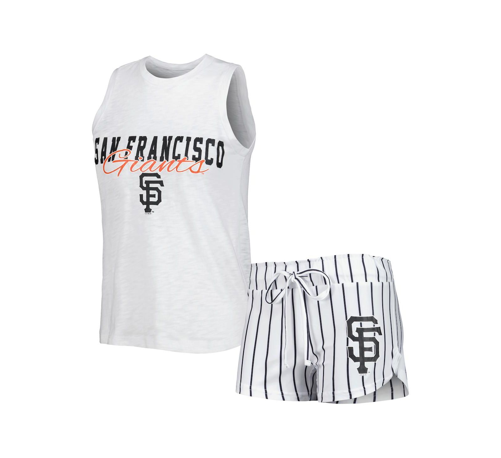 Women's Concepts Sport White San Francisco Giants Reel Pinstripe Tank Top and Shorts Sleep Set