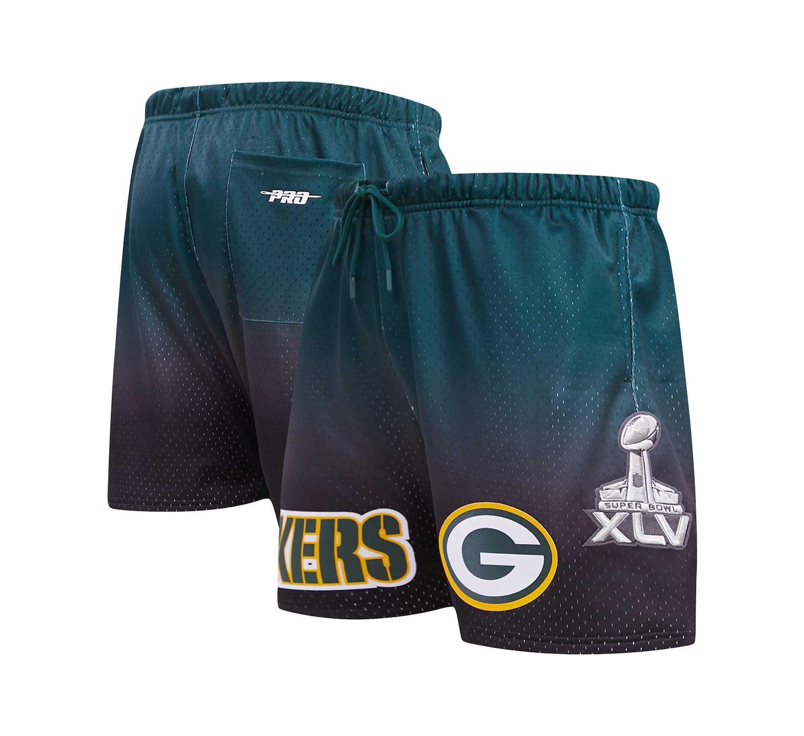 Мужские шорты Pro Standard Green Bay Packers Ombre Mesh, черные и зеленые