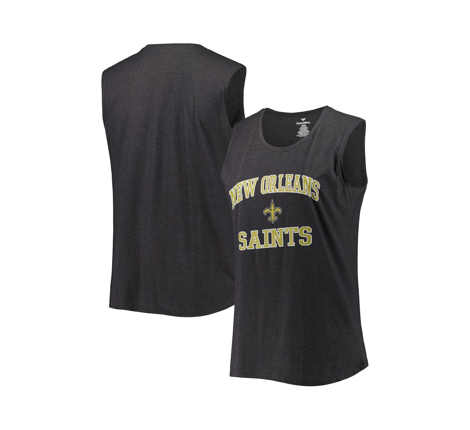 Женский майка Plus Size Fanatics Heather Charcoal New Orleans Saints
