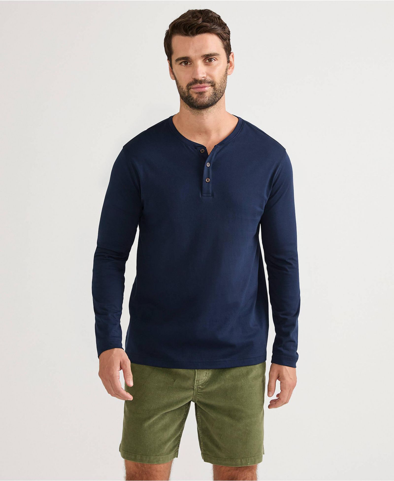 Lands' End Men's Long Sleeve Cotton Supima Henley