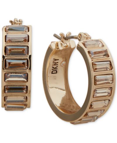 Серьги-кольца DKNY Small Baguette Crystal, 0.65"