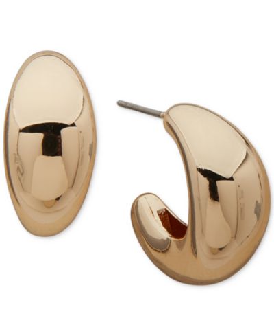 Серьги-кольца DKNY Gold-Tone Extra-Small Puffy C-Hoop, 0.42"