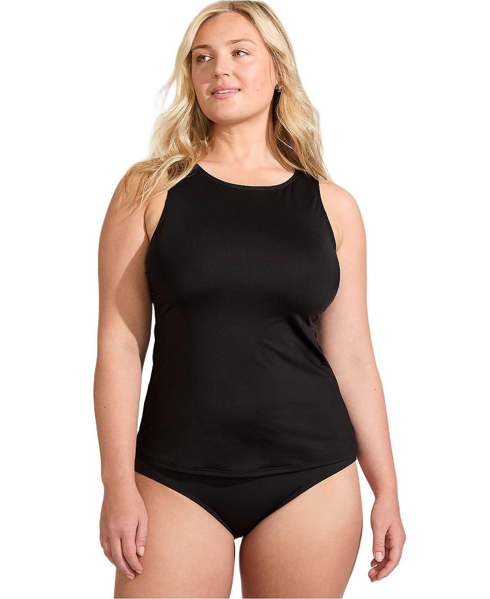 Lands' End Топ-танкини Plus Size с высоким воротником UPF 50