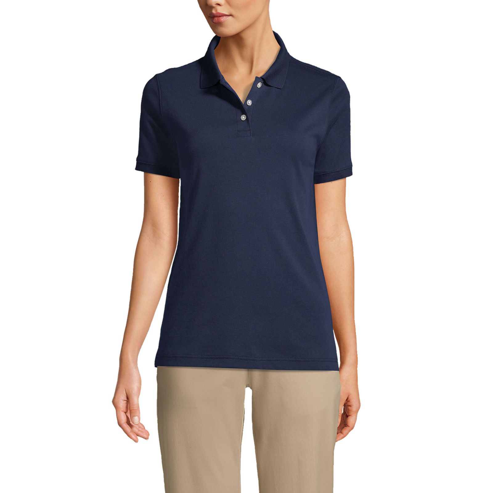 Женская рубашка поло Lands' End Tall Short Sleeve Interlock