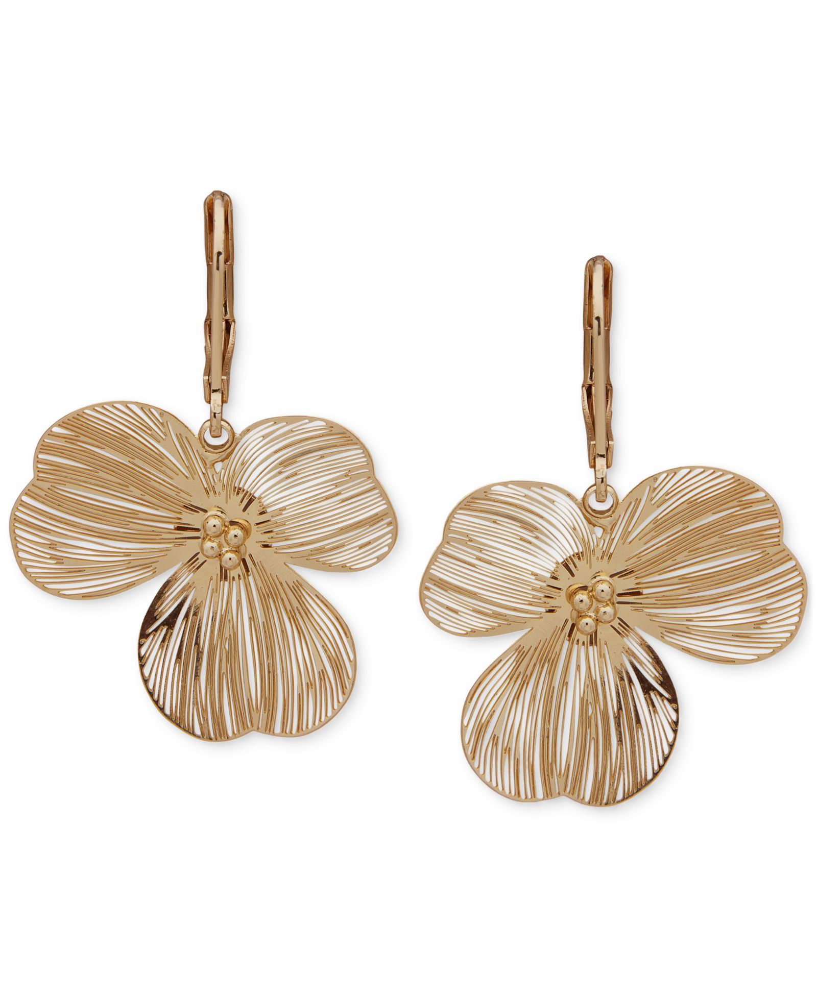 Серьги lonna & lilly Gold-Tone Open Flower Leverback Drop
