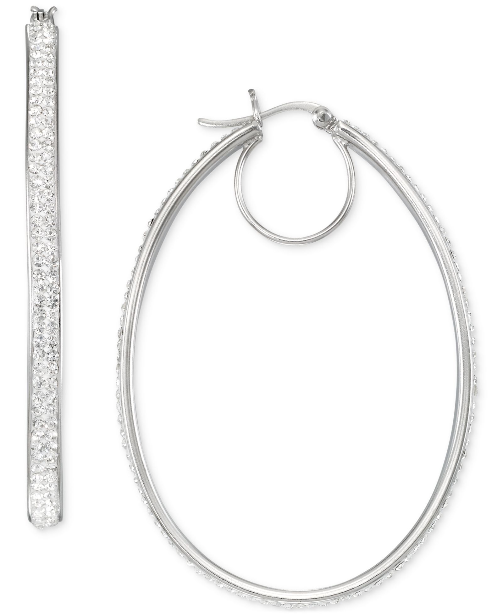 Серьги-кольца с кристаллами Pavé Oval-Shape Click Top