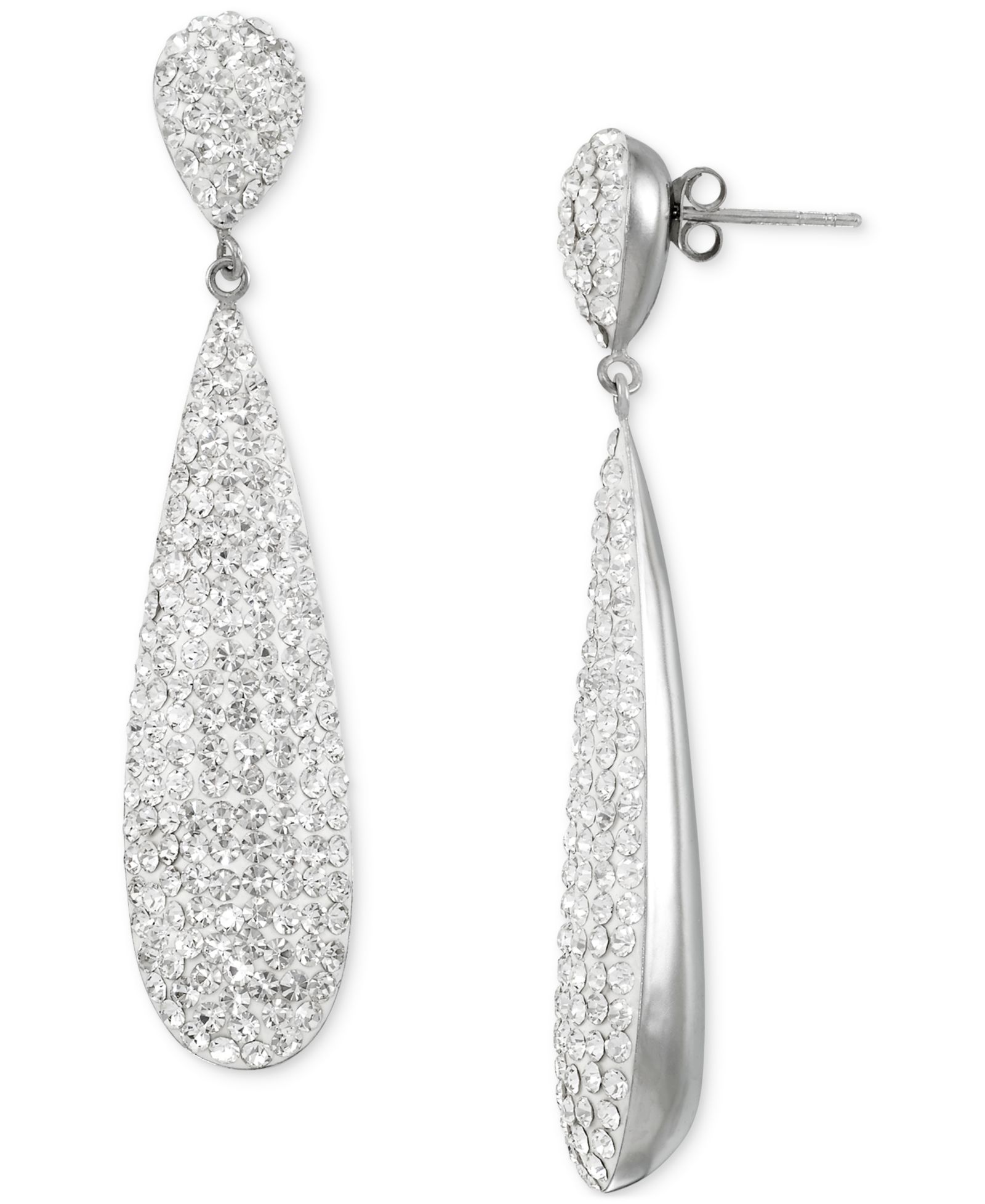 Crystal Pavé Elongated Drop Earrings
