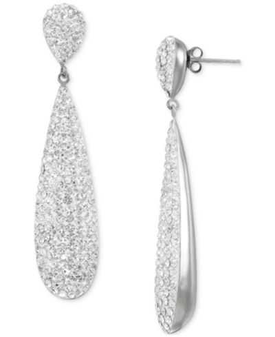 Macy's Серьги-подвески Crystal Pavé Elongated Drop