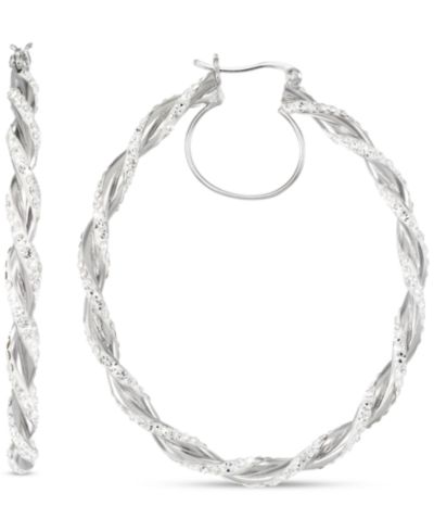 Серьги-кольца Crystal Pavé Twist Style Oval