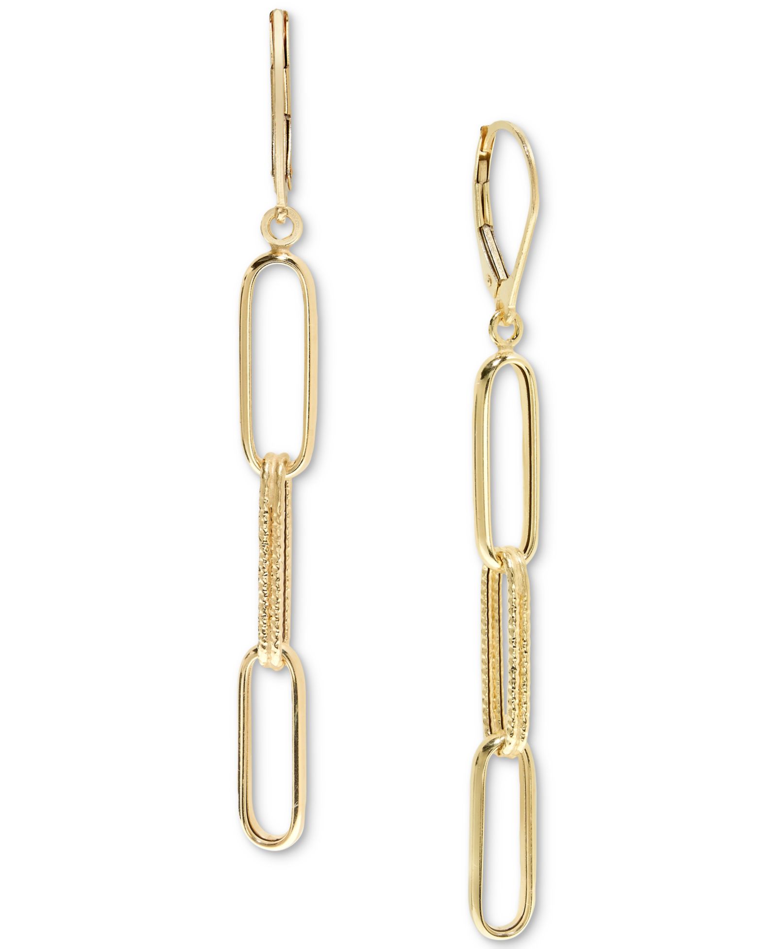 Серьги-подвески Polished & Textured Multi-Link Paperclip Drop в 14k Gold