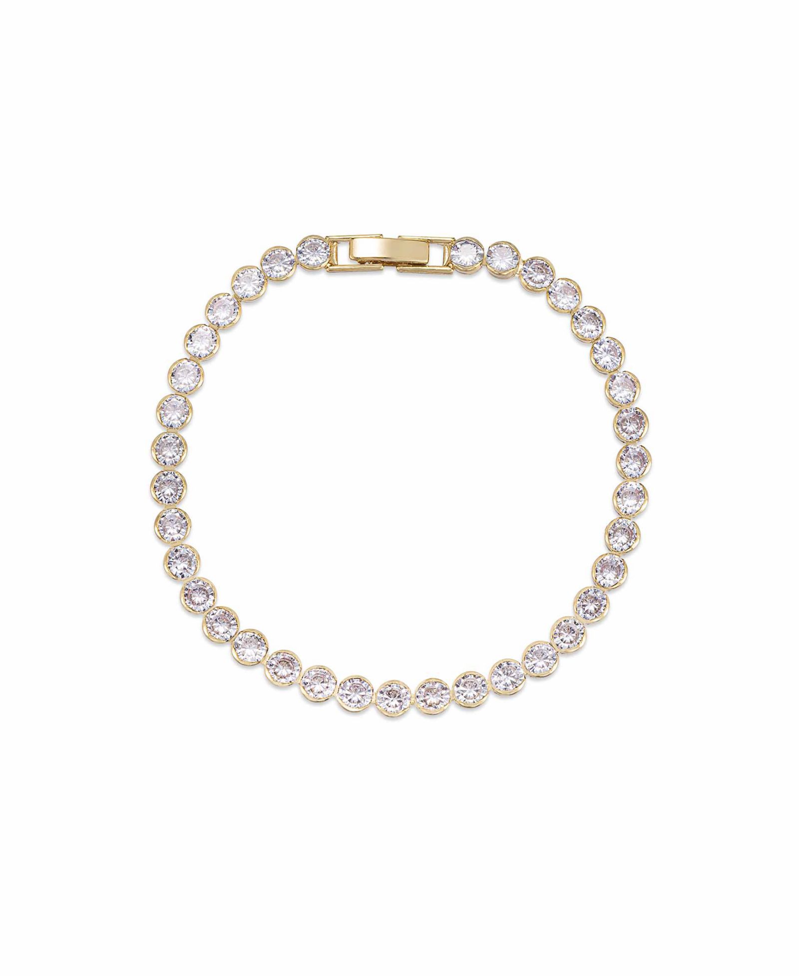 ETTIKA Cubic Zirconia Chain 18K Gold Plated Tennis Bracelet