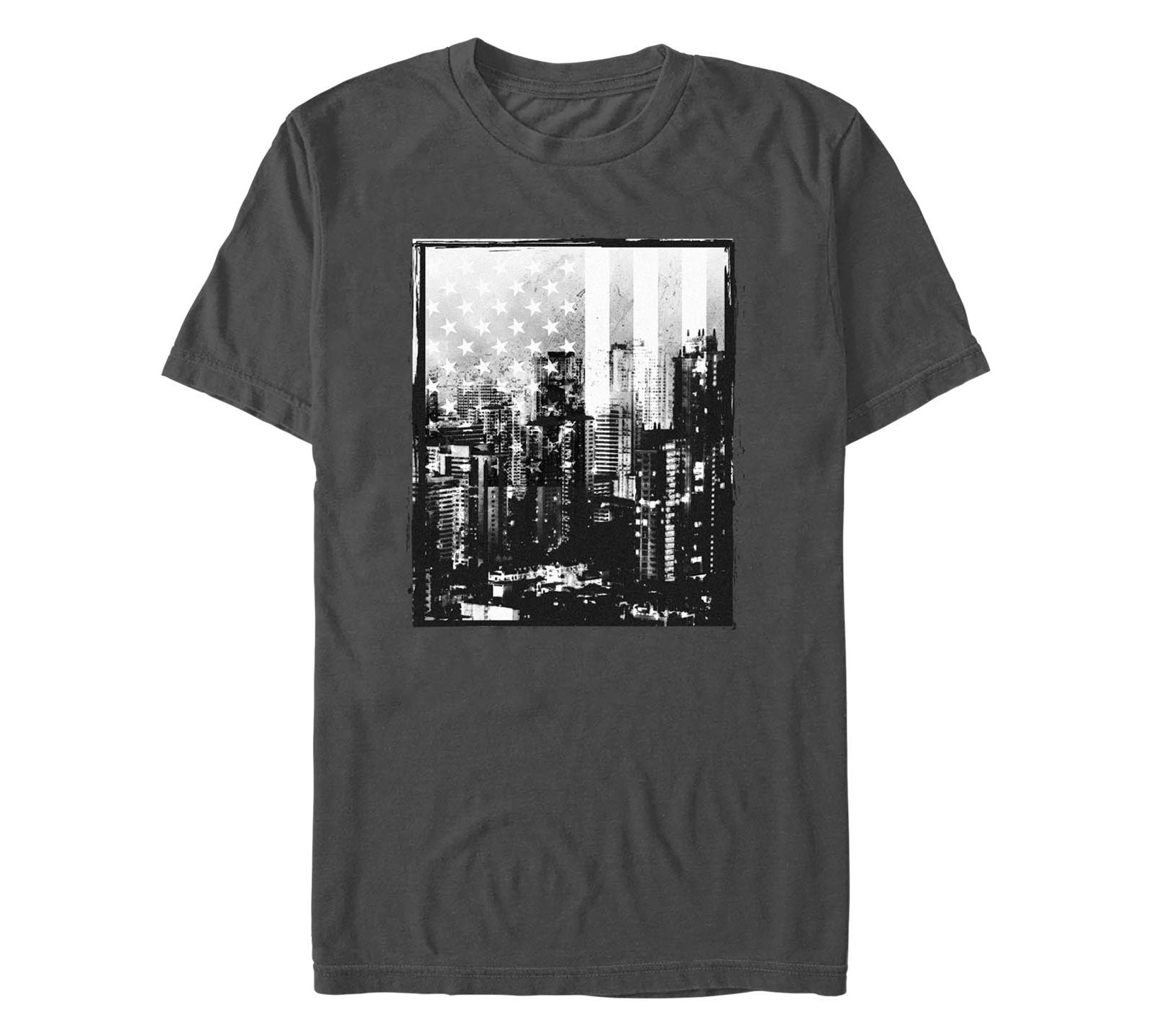 Fifth Sun Men's Generic Additude Distressed Skyline Short Sleeves T-shirt
