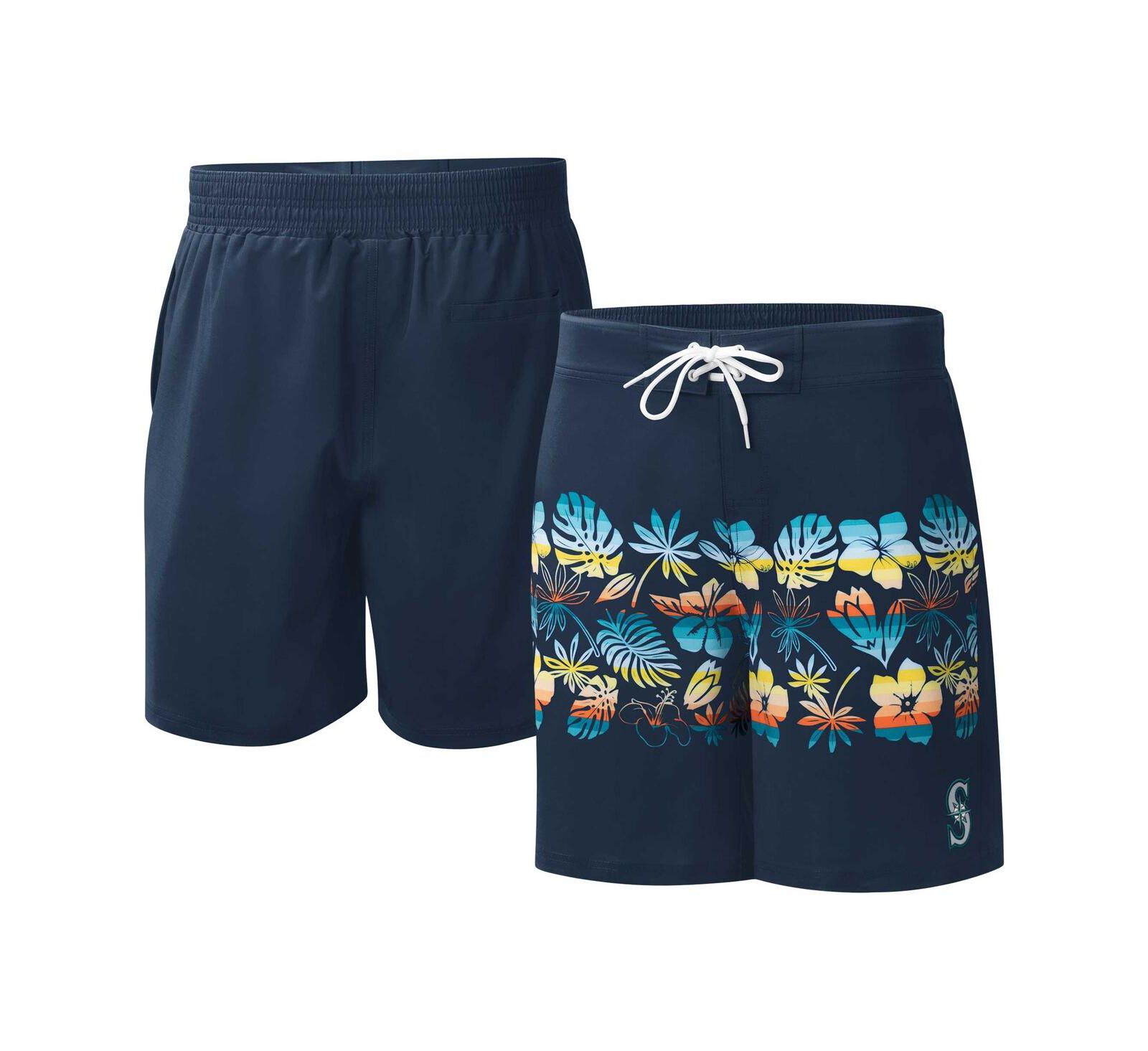 Men's G-III Sports by Carl Banks Navy Seattle Mariners Breeze Volley Swim Shorts
