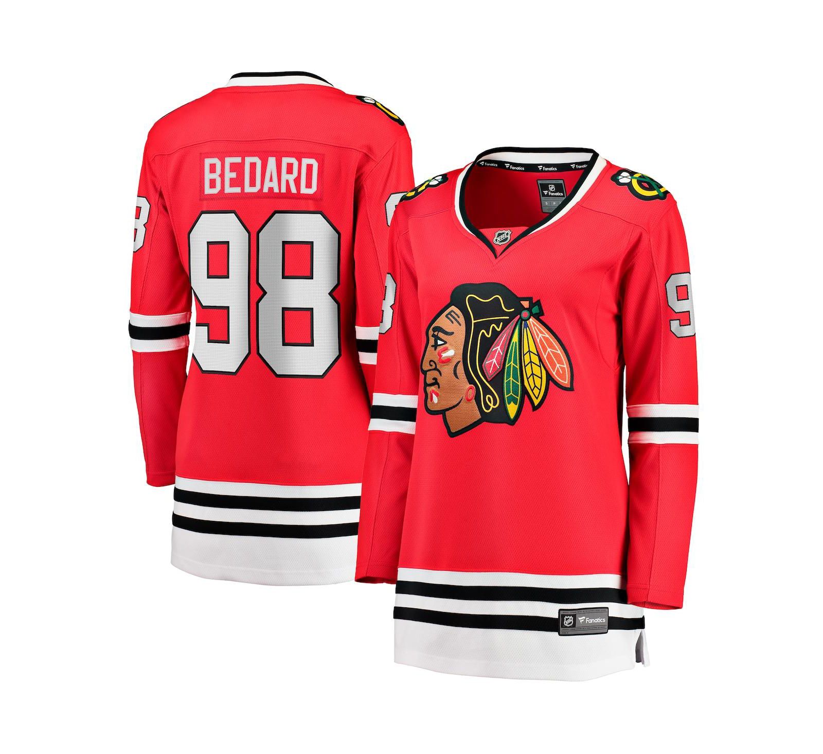Women's Fanatics Connor Bedard Red Chicago Blackhawks 2023 NHL Draft Home Breakaway Player Jersey