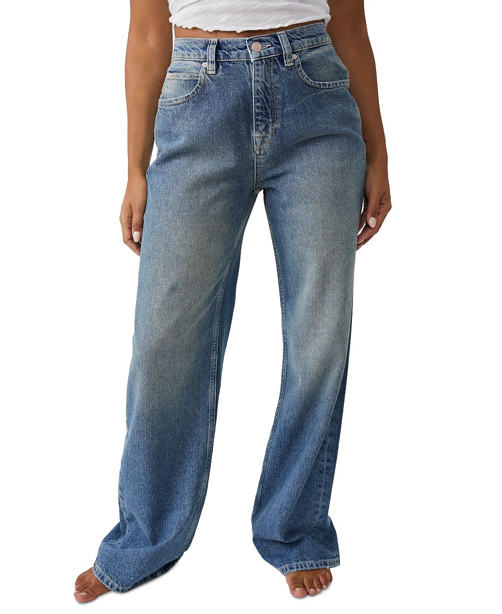 Free People Women's Tinsley хлопковые джинсы Baggy High-Rise