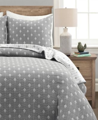 Lush Décor Hygge Kantha комплект из 3 предметов: стеганое одеяло, King, хлопок жаккард