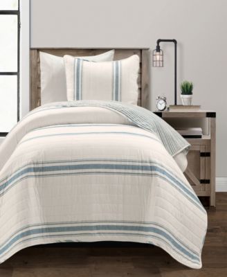Lush Décor Farmhouse Stripe Reversible Cotton 2-Piece Quilt, Twin/Twin XL