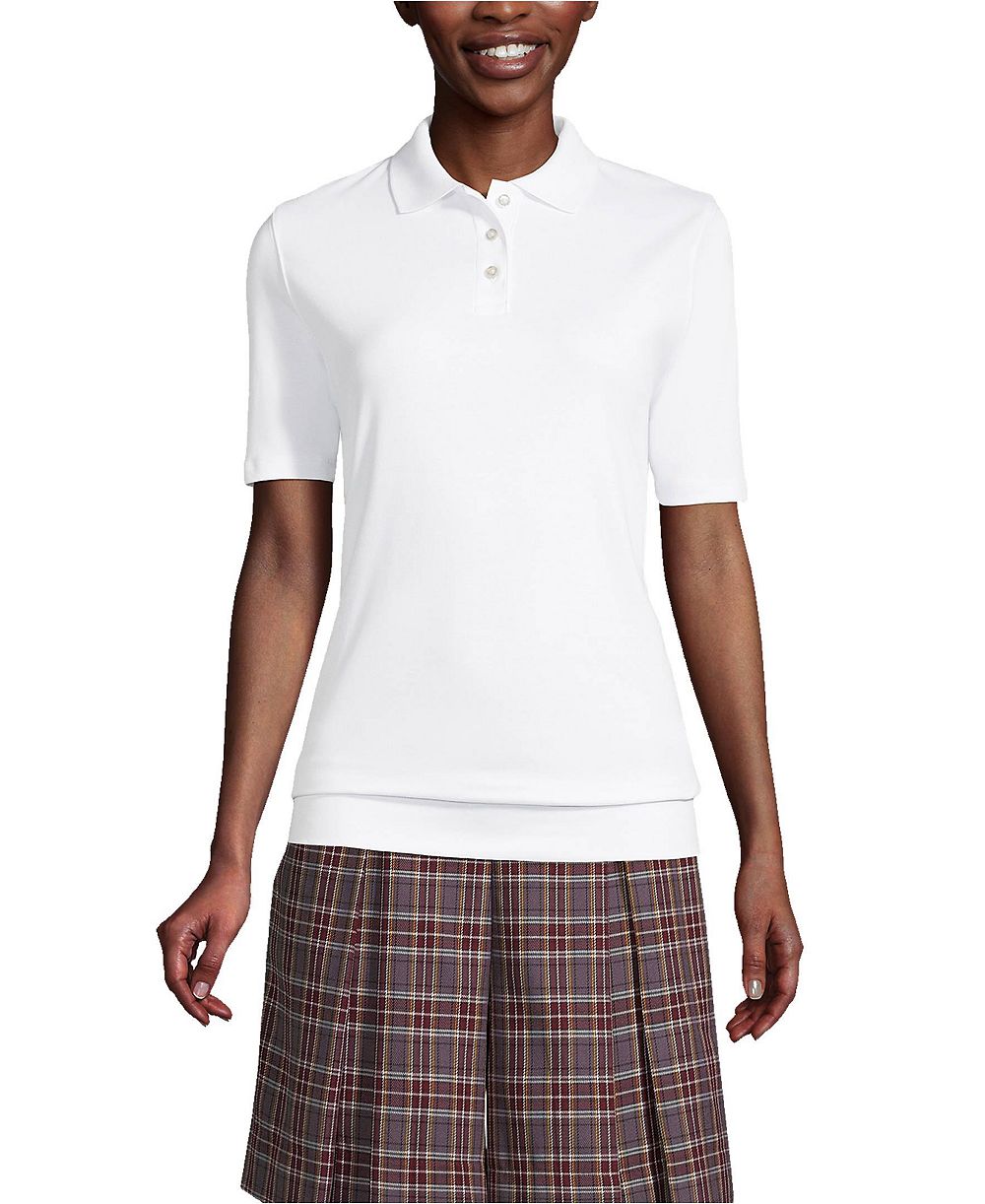 Lands' End Women's Short Sleeve Banded Bottom Polo Shirt