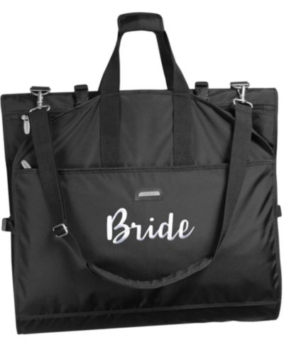 WallyBags 66" Premium Tri-Fold Carry On Destination Wedding Gown Travel Bag with Pockets and Bride Embroidery