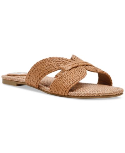DV Dolce Vita Women's Geeya Raffia Criss Cross Strap Slide Sandals