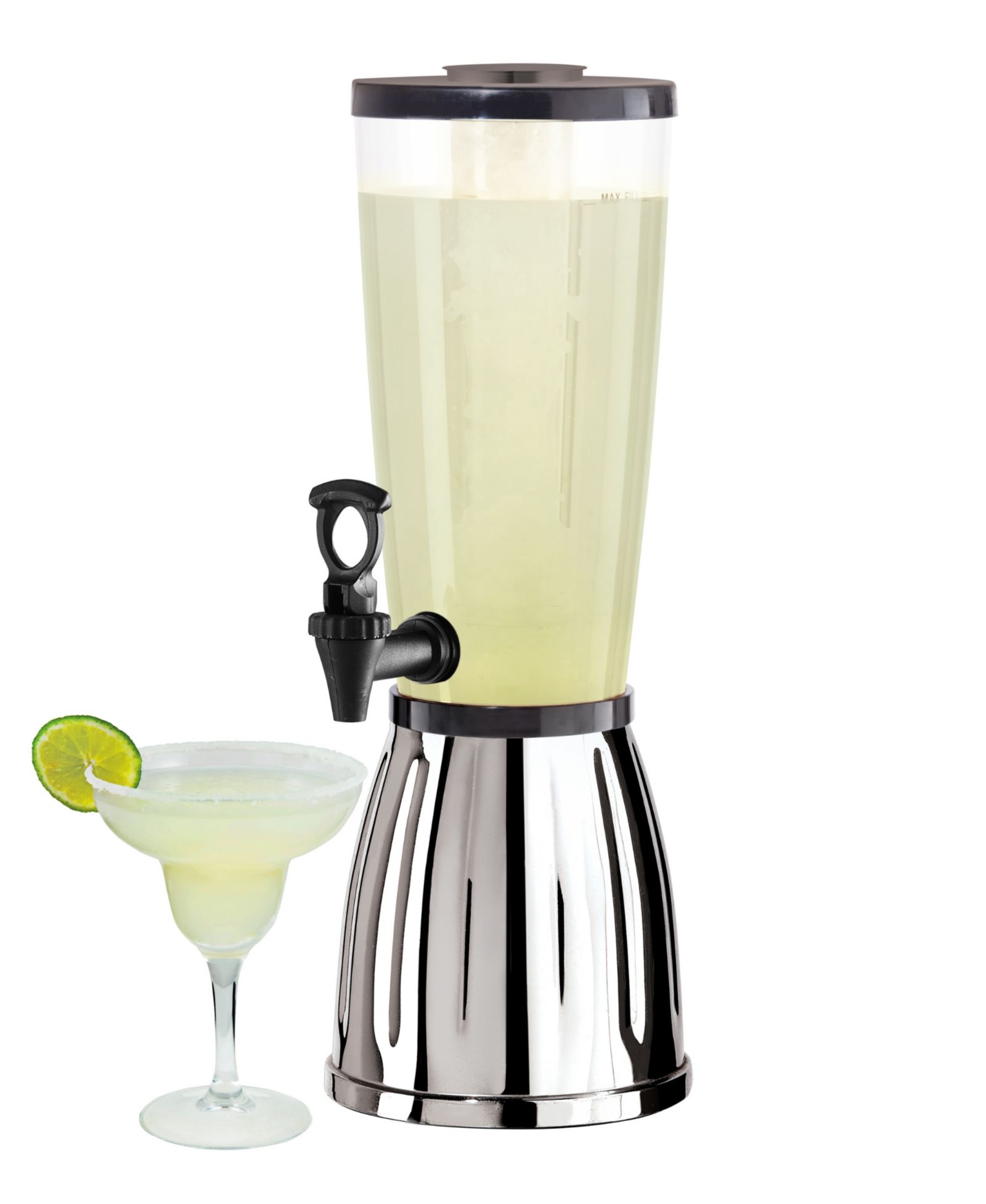 Oggi 3 Quart Beverage Dispenser with Ice Tube Ez-Pour Spigot