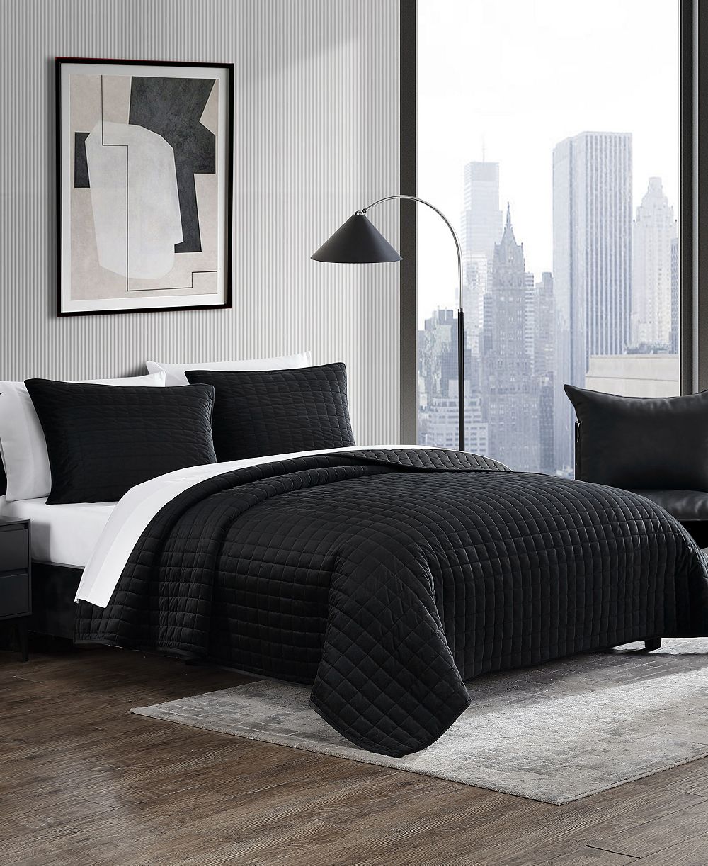 Vera Wang Diamond Velvet 3 Piece Quilt Set, Queen