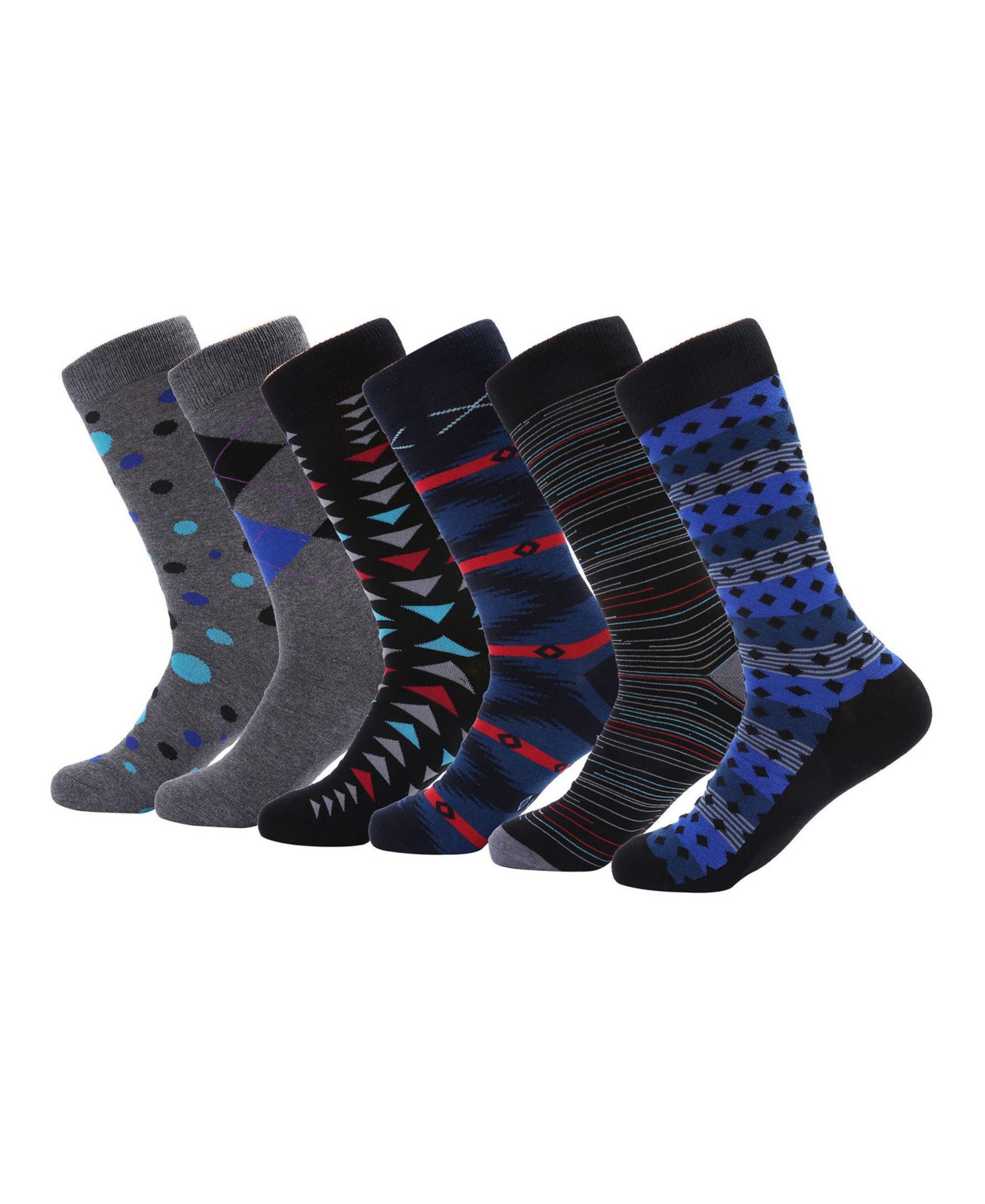 Mio Marino Men's Sleek Flair Dress Crew Socks 6 Pack