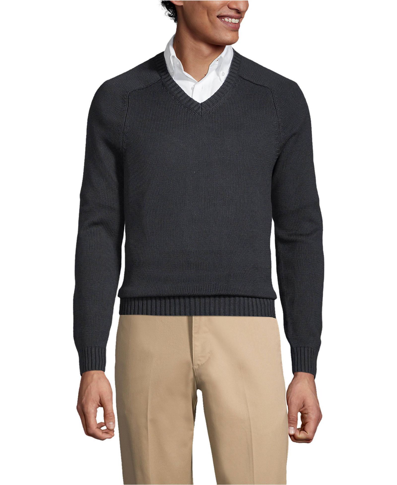 Свитер Lands' End Men's Cotton Modal V-neck