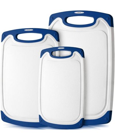 3 Piece Set Non Slip Kitchen Cutting Board with Juice Groove