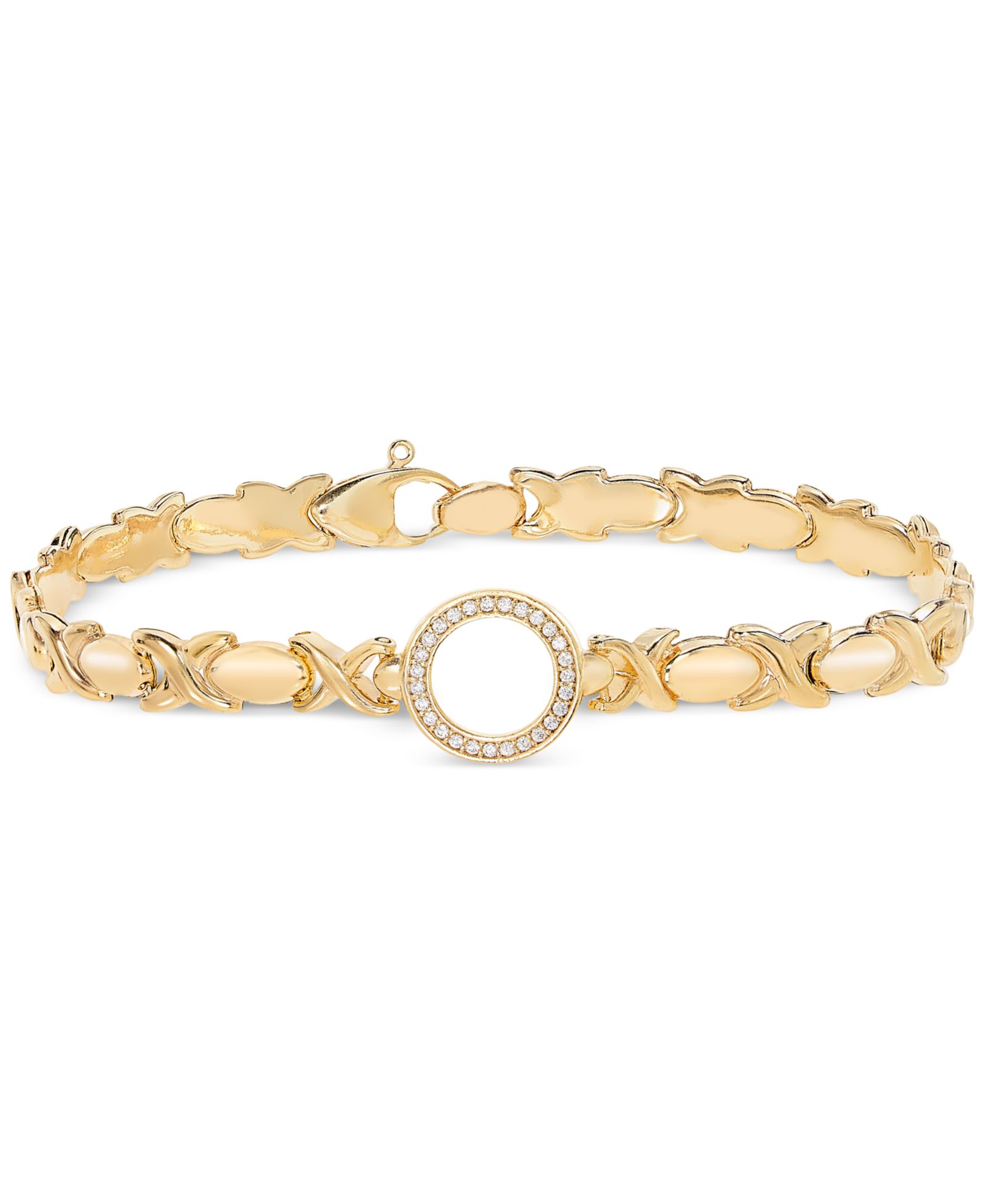 Браслет Diamond Circle Stampato Link из позолоченного стерлингового серебра (1/6 ct. t.w.)