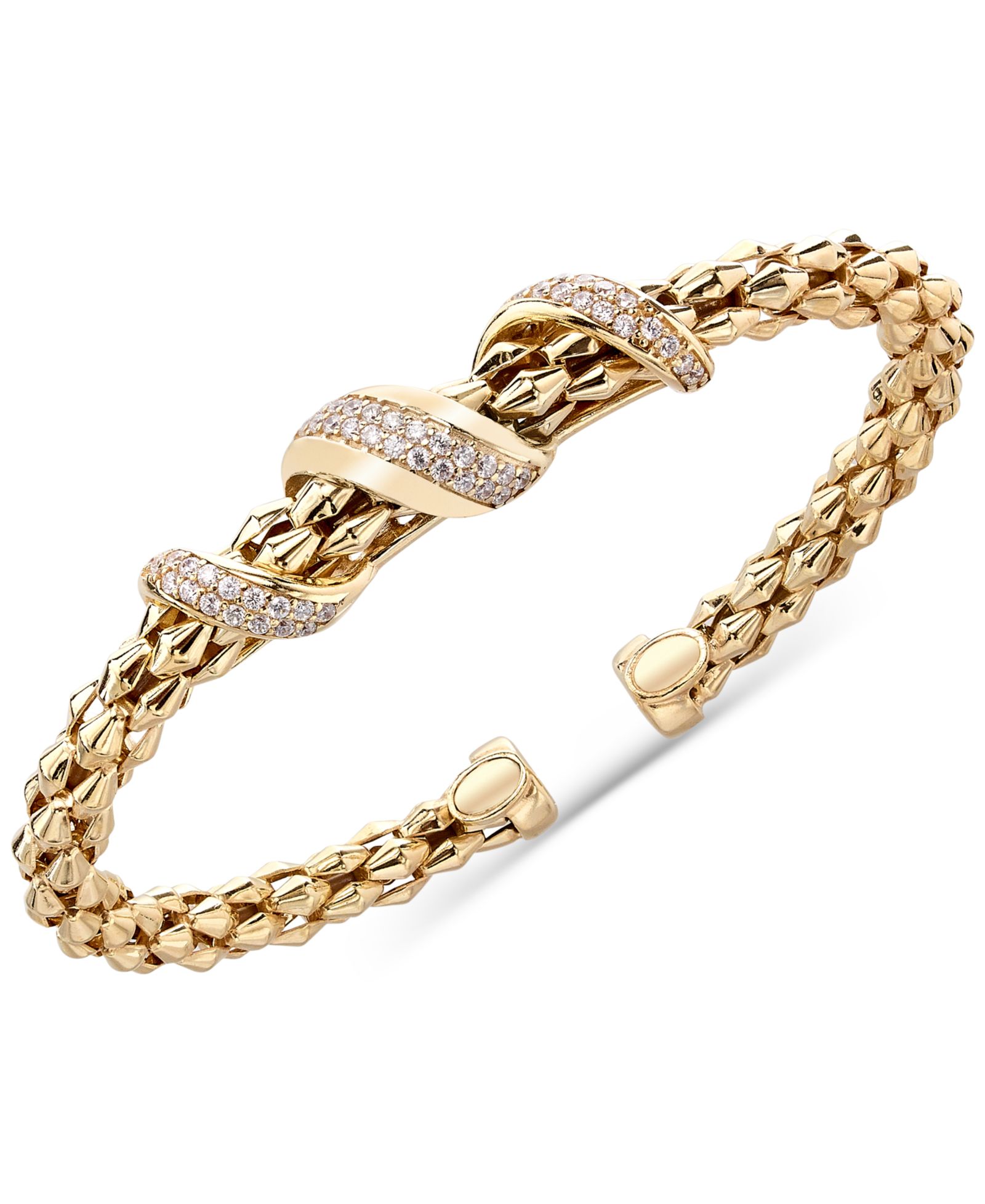 Браслет Diamond Pavé Twist Pyramid Link Cuff (5/8 ct. t.w.) в позолоченном стерлинговом серебре 14k