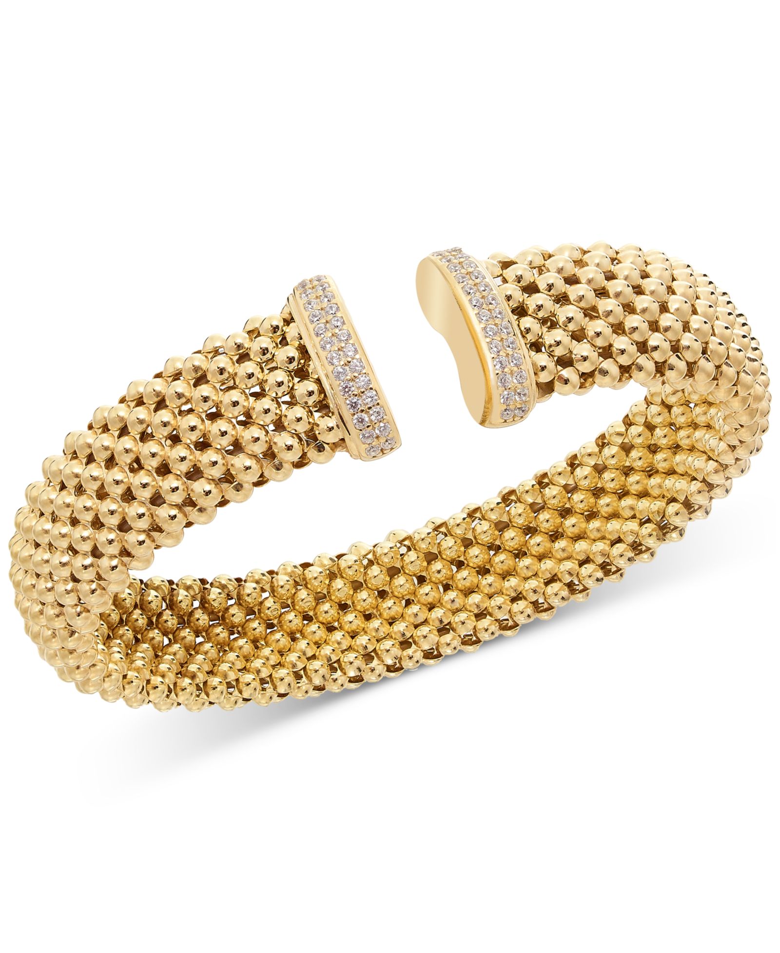 Macy's браслет Diamond End Mesh Cuff 14k Gold-Plated Sterling Silver