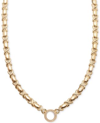 Ожерелье Diamond Circle Stampato 18" Collar Necklace (1/6 ct. t.w.) в позолоченном стерлинговом серебре 14k Gold-Plated