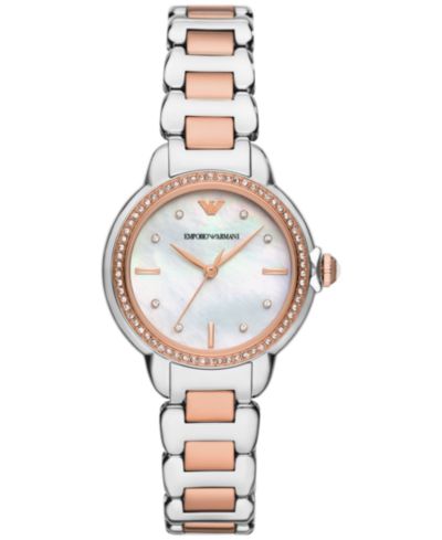 Emporio Armani Женские двухцветные часы на браслете из нержавеющей стали 32mm