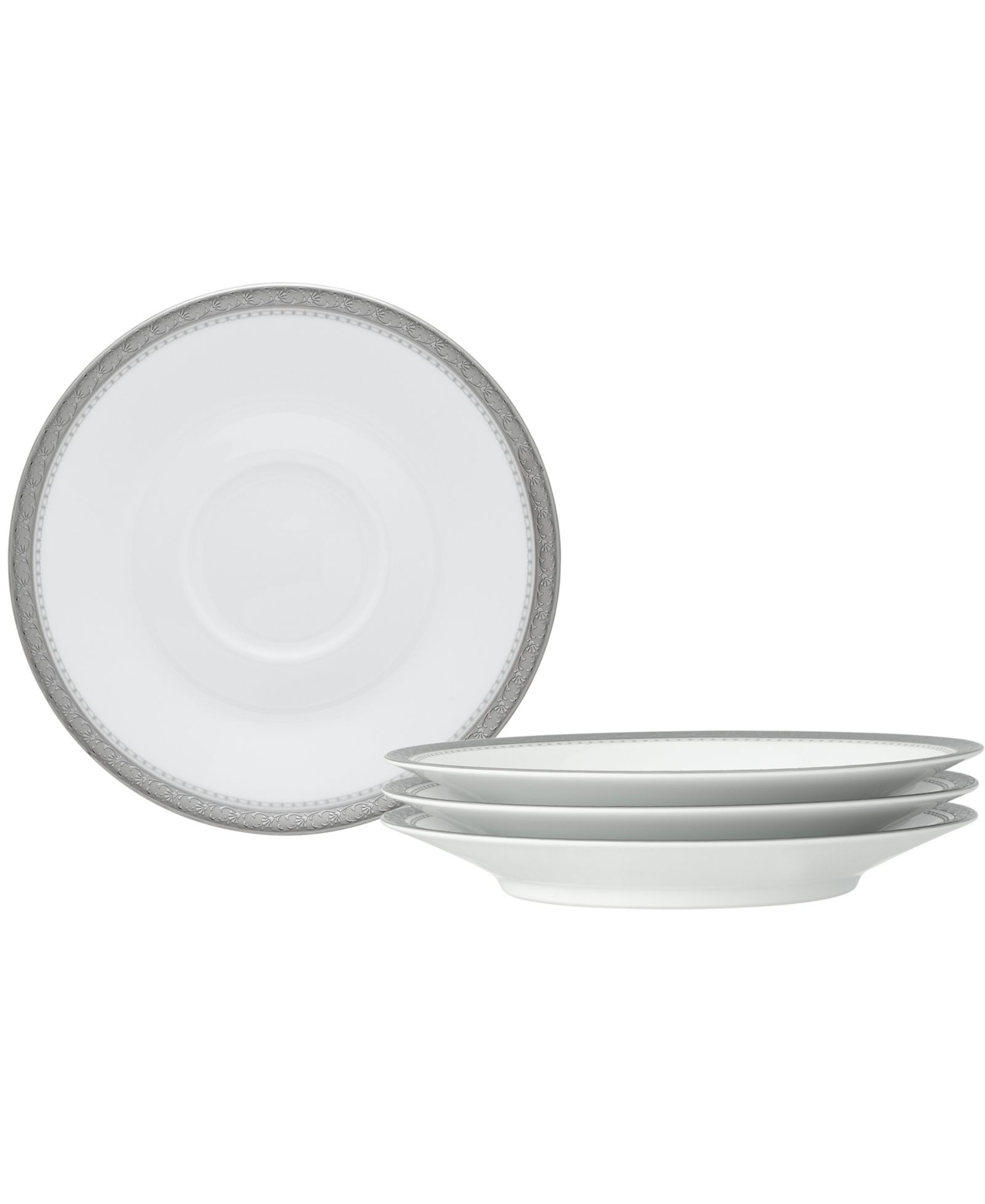 Набор из 4 блюдец Noritake Charlotta Platinum 6", сервировка на 4 персоны