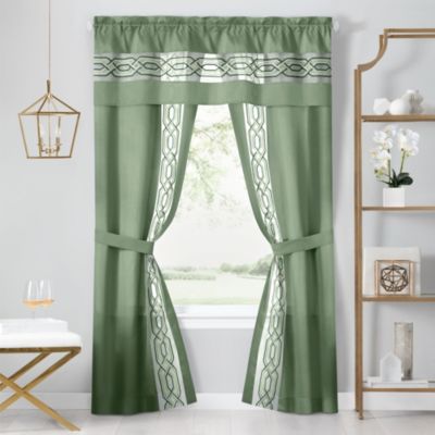 Комплект штор Kate Aurora Pacifico 5 Piece Rod Pocket All In One Attached Semi Sheer Window Curtain Panels & Valance