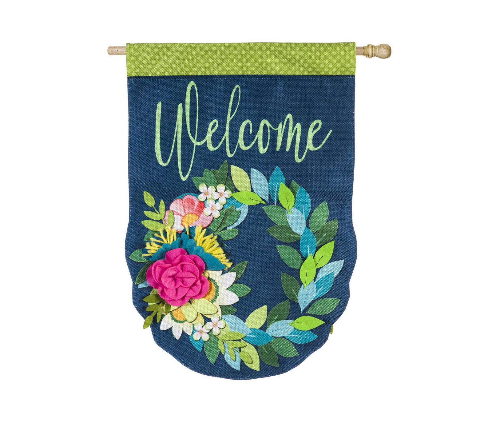 Evergreen Flower Garden Burlap House Flag Outdoor Decor, 28" x 44"