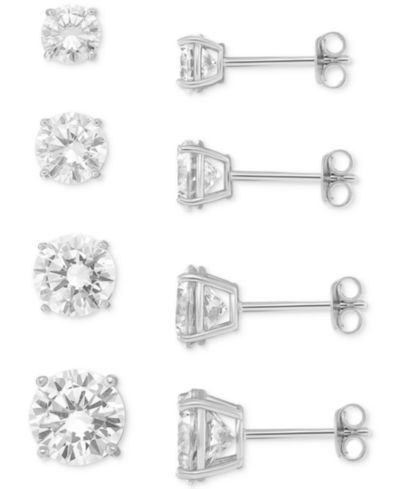 Серьги Giani Bernini 4-Pc. Set Cubic Zirconia Graduated Solitaire Stud Earrings, Sterling Silver