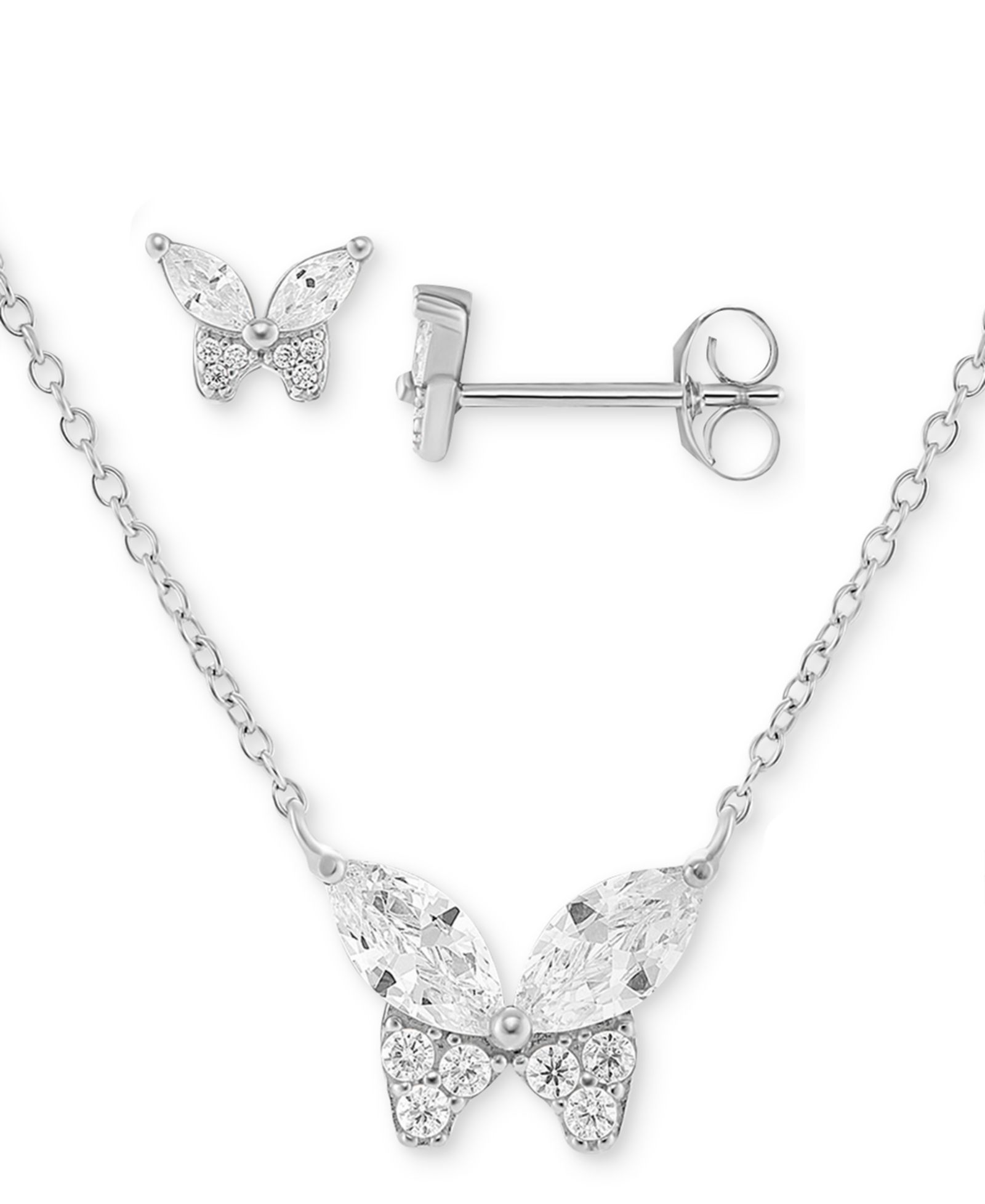 Giani Bernini 2-Pc. Set Cubic Zirconia Butterfly Pendant Necklace & Matching Stud Earrings in Sterling Silver, Created for Macy's