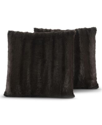 Cheer Collection Plush Reversible Faux Fur 2-Pack Decorative Pillow, 24" x 24"