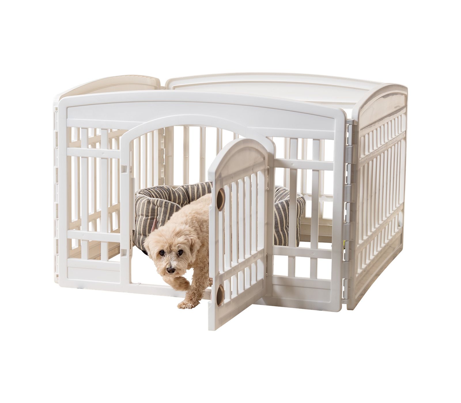IRIS 4 Panel 24H In Foldable Exercise Enclosure Plastic Pet Playpen with Door, White